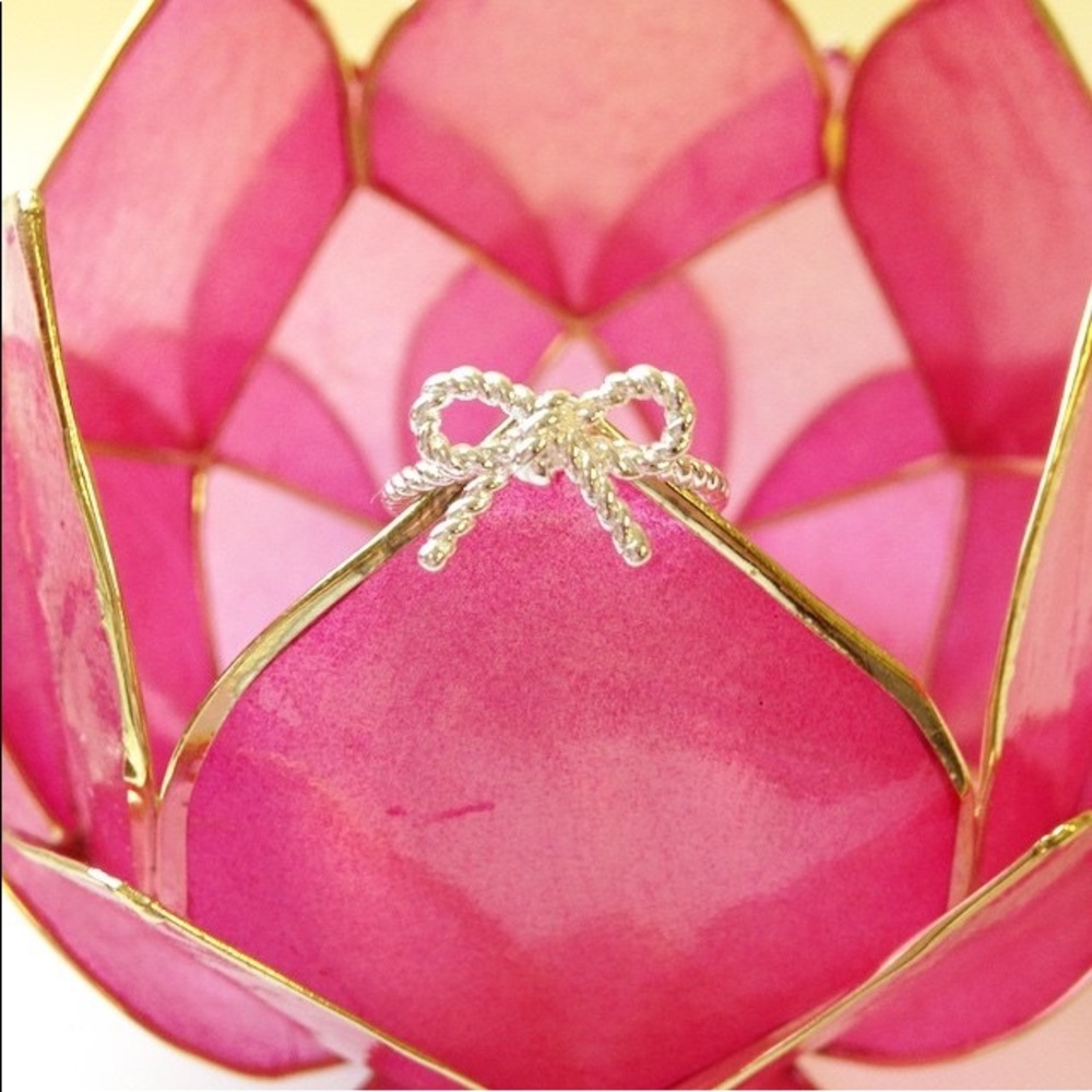 Twist Knot Silver Metal Rope Bow Ring